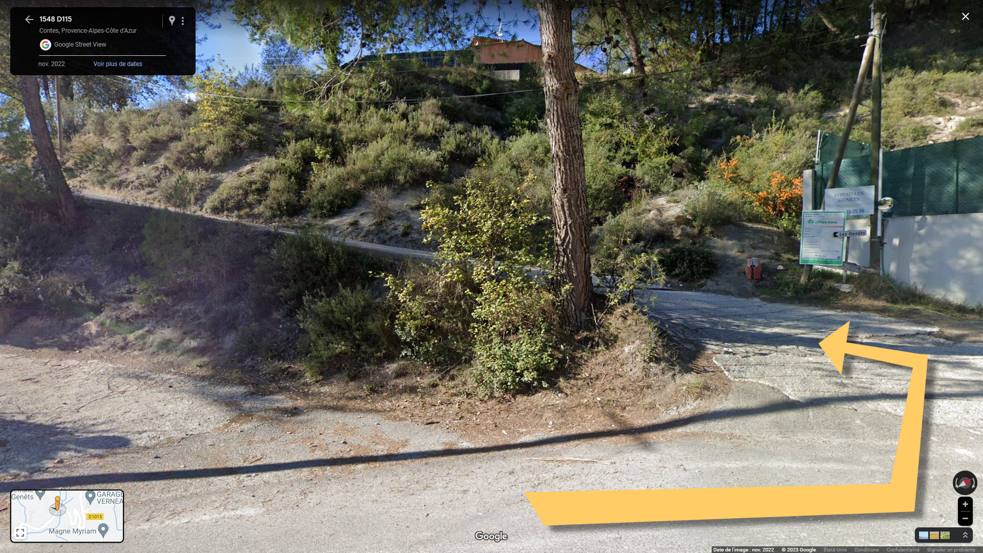 Ancienne vue du carrefour d’accès à la résidence
